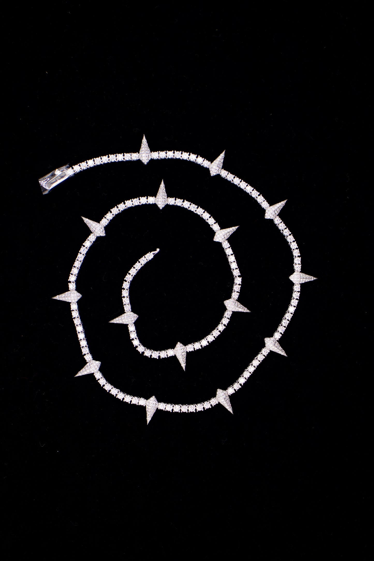 925 Silver 3mm Spike Tennis Chain with Moissanite