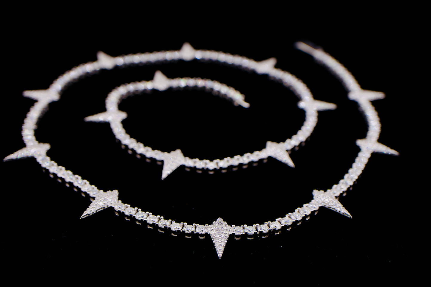 925 Silver 3mm Spike Tennis Chain with Moissanite
