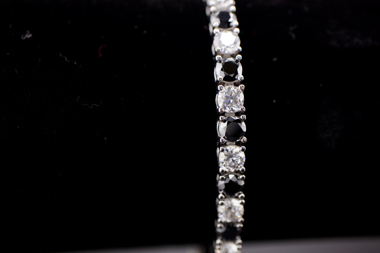 7.5mm Black & White Moissanite Tennis Bracelet in Sterling Silver