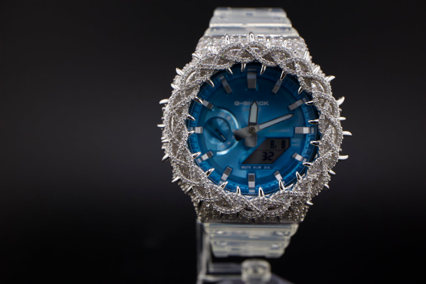 G-Shock Blue Ice Gold – Custom Iced-Out Luxury Watch