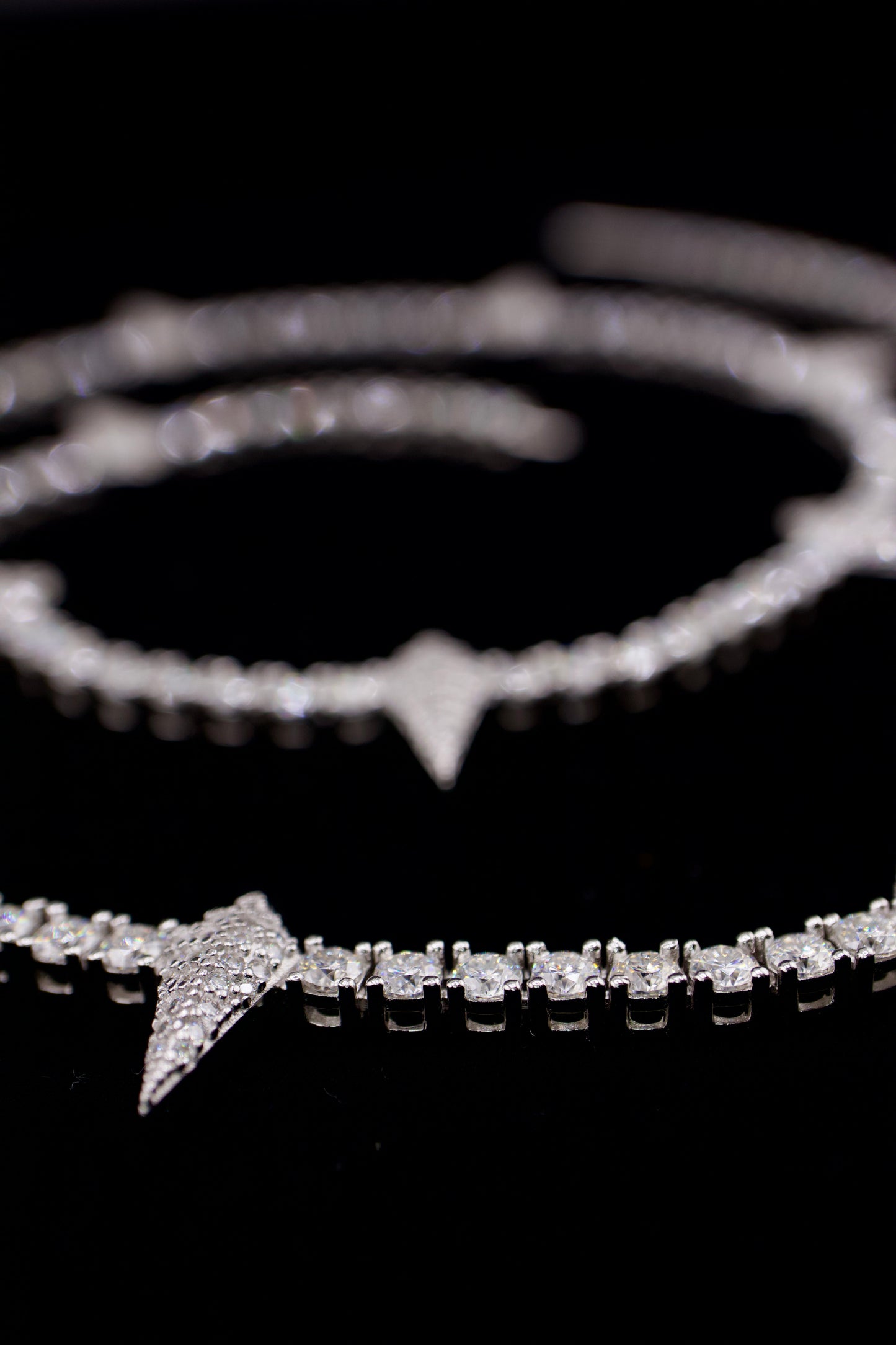 925 Silver 3mm Spike Tennis Chain with Moissanite