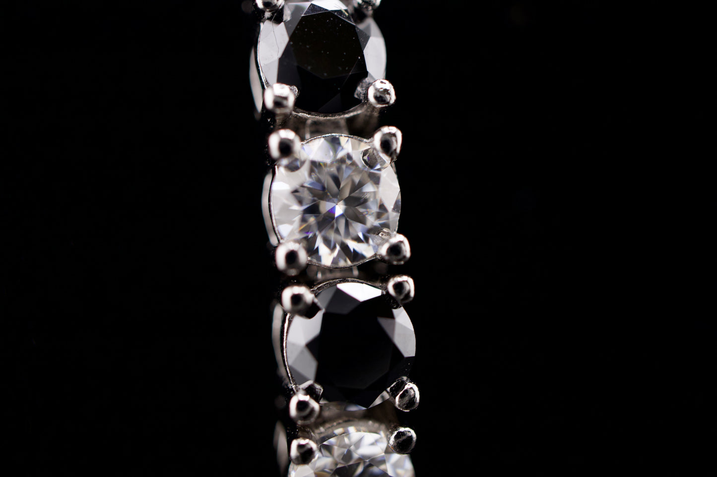 7.5mm Black & White Moissanite Tennis Bracelet in Sterling Silver