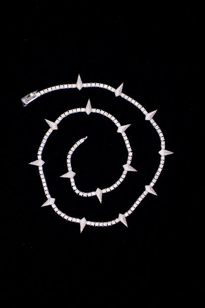925 Silver 3mm Spike Tennis Chain with Moissanite