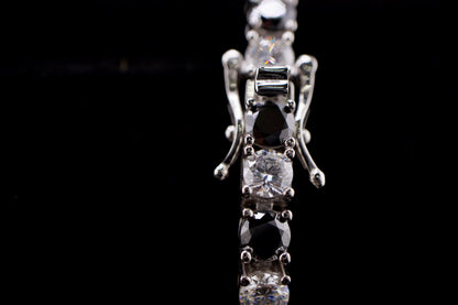 7.5mm Black & White Moissanite Tennis Bracelet in Sterling Silver
