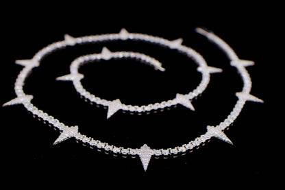 925 Silver 3mm Spike Tennis Chain with Moissanite