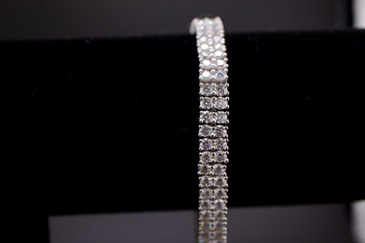 Double Row Moissanite Tennis Bracelet – 925 Sterling Silver