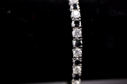 7.5mm Black & White Moissanite Tennis Bracelet in Sterling Silver