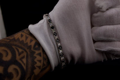 7.5mm Black & White Moissanite Tennis Bracelet in Sterling Silver