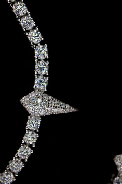 925 Silver 3mm Spike Tennis Chain with Moissanite