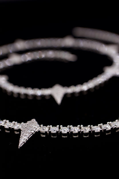 925 Silver 3mm Spike Tennis Chain with Moissanite
