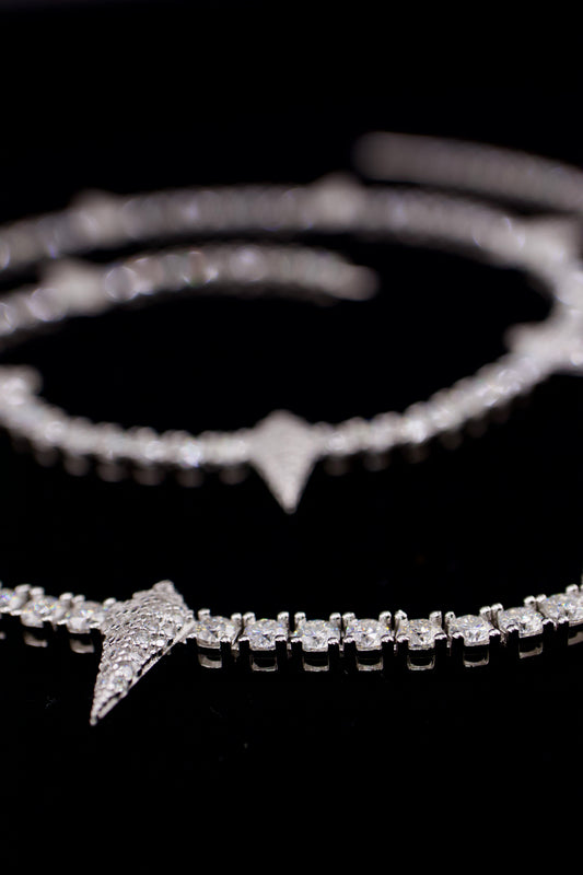 925 Silver 3mm Spike Tennis Chain with Moissanite