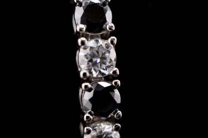 7.5mm Black & White Moissanite Tennis Bracelet in Sterling Silver